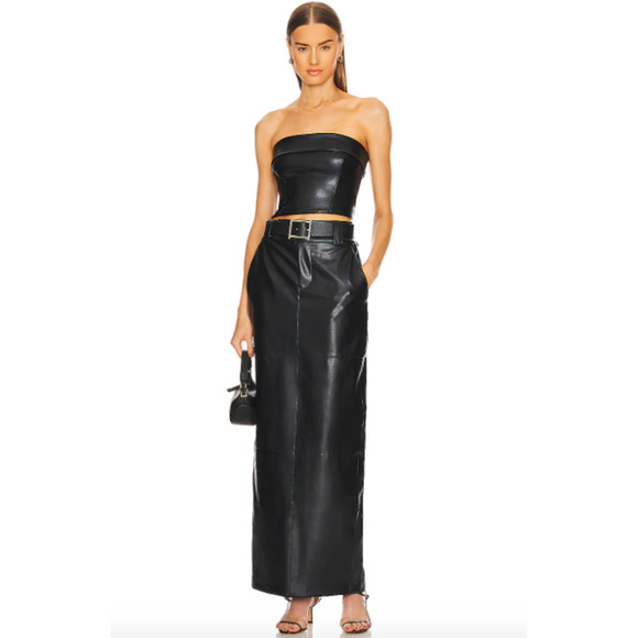 Helsa Studio Waterbased Faux Leather Maxi Skirt Black NWT Small Revolve - Picture 1 of 10